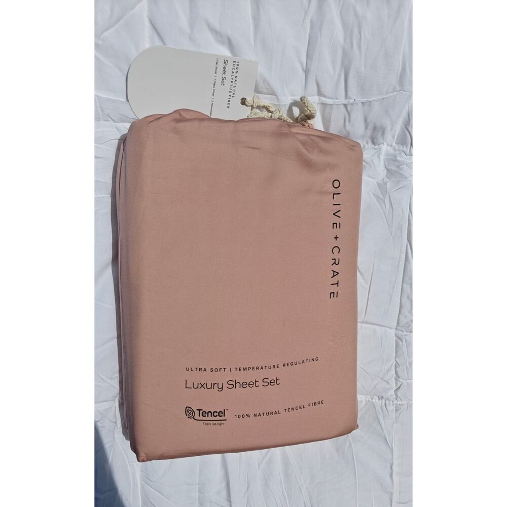 Olive Crate 100% Eucalyptus TENCEL Cooling - SPLIT KING Sheet Set 5pc Roseblush